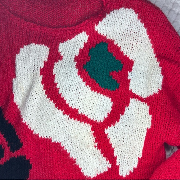 Vintage Worthington Sweater L Petite | Red Floral Knit | 80s 90s Retro Korea - Picture 6 of 9